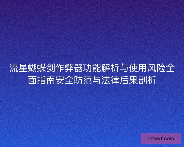 流星蝴蝶剑作弊器功能解析与使用风险全面指南安全防范与法律后果剖析